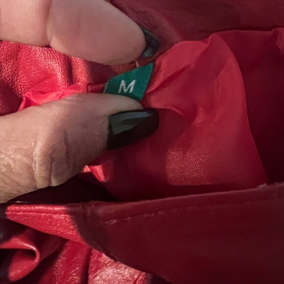 VINTAGE 90'S LEATHER MICRO MINI SKIRT SIZE M MEDIUM RED - Picture 4 of 4